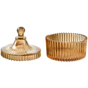 Verrine de stockage en verre Clayre & Eef modèle 6GL4724, jaune, diamètre 10 x 12 cm avec couvercle