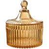 Verrine de stockage en verre Clayre & Eef modèle 6GL4724, jaune, diamètre 10 x 12 cm avec couvercle
