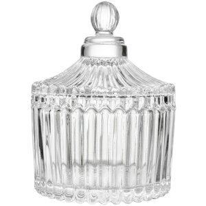 Clayre & Eef 6GL4725 Pot en verre avec couvercle Verre Ø7xH9cm Transparent