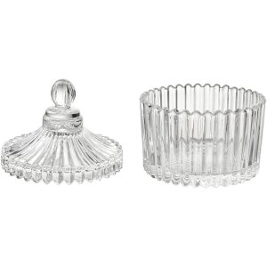 Clayre & Eef 6GL4725 Pot en verre avec couvercle Verre Ø7xH9cm Transparent