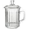 Clayre & Eef 6GL4727 Tasse avec couvercle verre 250 ml cannelé transparent