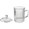 Clayre & Eef 6GL4727 Tasse avec couvercle verre 250 ml cannelé transparent