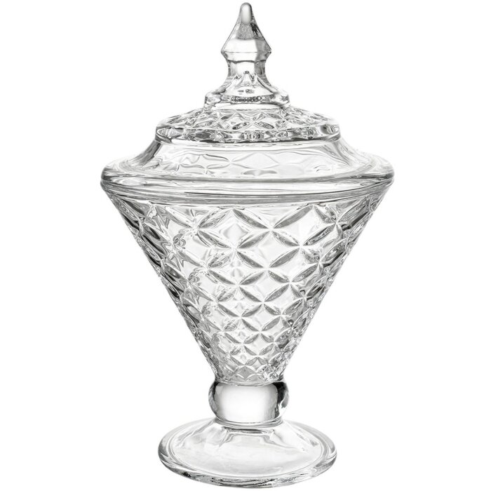 Clayre & Eef Bonbonnière Verre Ø12x19cm avec Couvercle Transparent