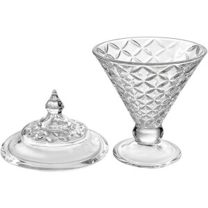 Clayre & Eef Bonbonnière Verre Ø12x19cm avec Couvercle Transparent
