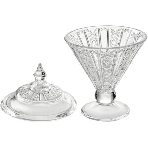 Clayre & Eef Bonbonnière Verre Ø12x19cm avec Couvercle Motifs Relief Transparente