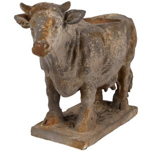 Bassin de fleurs Clayre & Eef 6MG0110 Forme de vache Gris-Beurre 36x15x28 cm Aspect antique