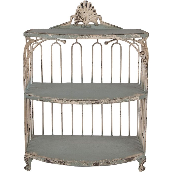 Clayre & Eef 6Y5719 Étagère murale en fer vert-beige 38x23x55 cm style vintage
