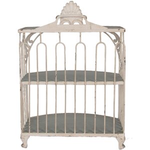 Clayre & Eef 6Y5719 Étagère murale en fer vert-beige 38x23x55 cm style vintage