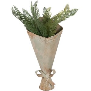 Clayre & Eef Pot de fleurs fer tons verts look vintage 50 cm