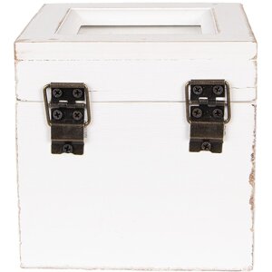 Clayre & Eef 6H2397 Boîte à thé Blanche 12x12x12 cm Bois Vieux Style
