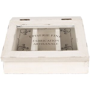 Clayre & Eef 6H2398 Boîte à thé Antikweiß 18x16x9 cm 3 compartiments