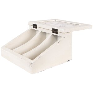 Clayre & Eef 6H2398 Boîte à thé Antikweiß 18x16x9 cm 3 compartiments