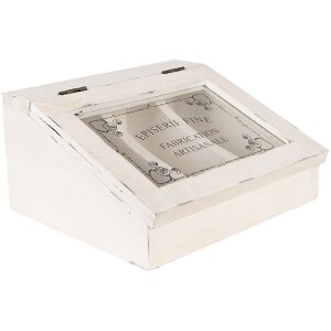 Clayre & Eef 6H2398 Boîte à thé Antikweiß 18x16x9 cm 3 compartiments
