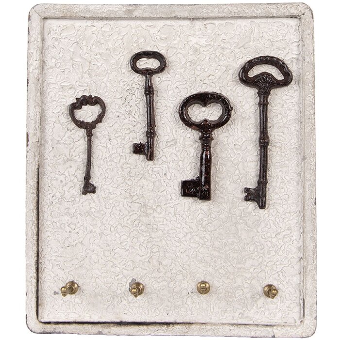 Clayre & Eef 6H2399 Port-clés Beige Marron Bois Fer 22x5x25 cm