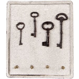 Clayre & Eef 6H2399 Port-clés Beige Marron Bois Fer 22x5x25 cm