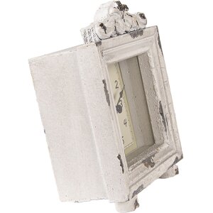 Clayre & Eef 6KL0832 Horloge de table Vintage Gris-Beige 10x6x14 cm 1xAA Verre Bois