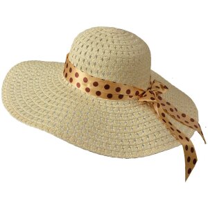 Juleeze JZHA0122 Chapeau Beige 57 cm à pois ruban...