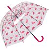 Juleeze JZUM0092 Parapluie Transparent Design Flamingo 90cm robuste poignée rose