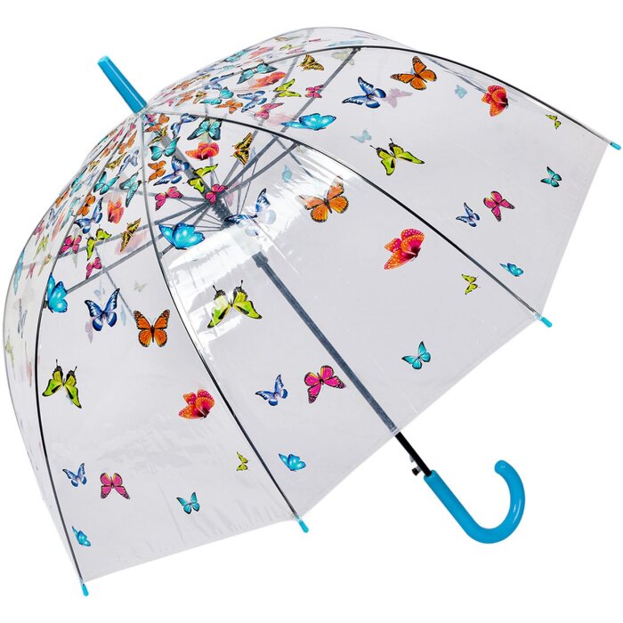 Juleeze JZUM0093 Parapluie Transparent Motif Papillon Ø 90x82 cm Bleu
