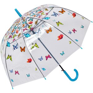 Juleeze JZUM0093 Parapluie Transparent Motif Papillon Ø 90x82 cm Bleu