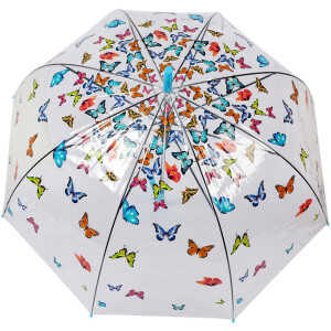 Juleeze JZUM0093 Parapluie Transparent Motif Papillon Ø 90x82 cm Bleu