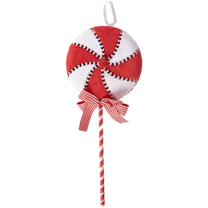 Clayre & Eef 66108 Pendentif Lollipop Rouge Blanc 17x6x41 cm Plastique