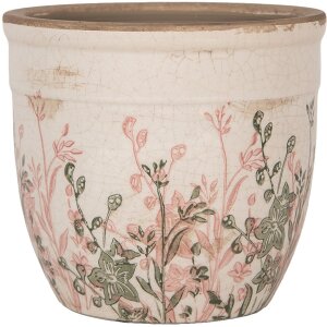 Clayre & Eef 6CE1974S Décoration Pot de fleurs beige rose vert Ø 13x11 cm