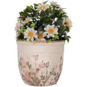 Clayre & Eef 6CE1974S Décoration Pot de fleurs beige rose vert Ø 13x11 cm