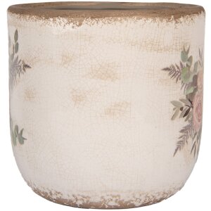 Clayre & Eef 6CE1981XL Pot de fleurs Beige Rose Ø 20x19 cm Céramique style campagnard