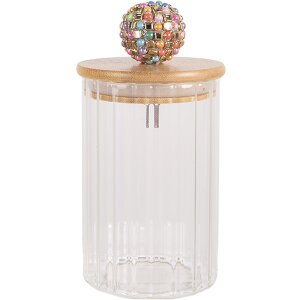 Clayre & Eef 6GL4719L Bocal à provisions avec couvercle Bambou Ø 8x18 cm Verre Bois