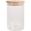 Clayre & Eef 6GL4719L Bocal à provisions avec couvercle Bambou Ø 8x18 cm Verre Bois