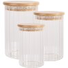 Clayre & Eef 6GL4719L Bocal à provisions avec couvercle Bambou Ø 8x18 cm Verre Bois