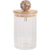 Clayre & Eef 6GL4719M Bocal à provisions avec couvercle en bois Transparent Ø 8x13 cm