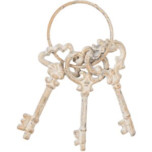 Clayre & Eef 6Y5772 Porte-clés décoratif en fer beige et brun 19cm style vintage