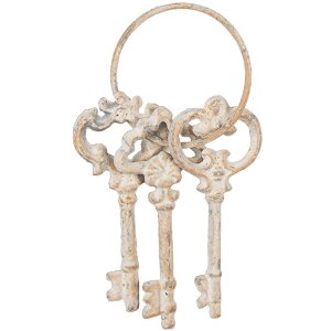 Clayre & Eef 6Y5772 Porte-clés décoratif en fer beige et brun 19cm style vintage