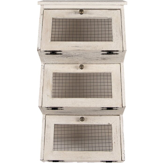 Clayre & Eef 5H0732 Armoire murale Étagère murale style campagnard blanc marron 33x25x61 cm