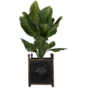 Clayre & Eef 5Y1293 Set de 2 pots de fleurs style baroque noir fer intérieur