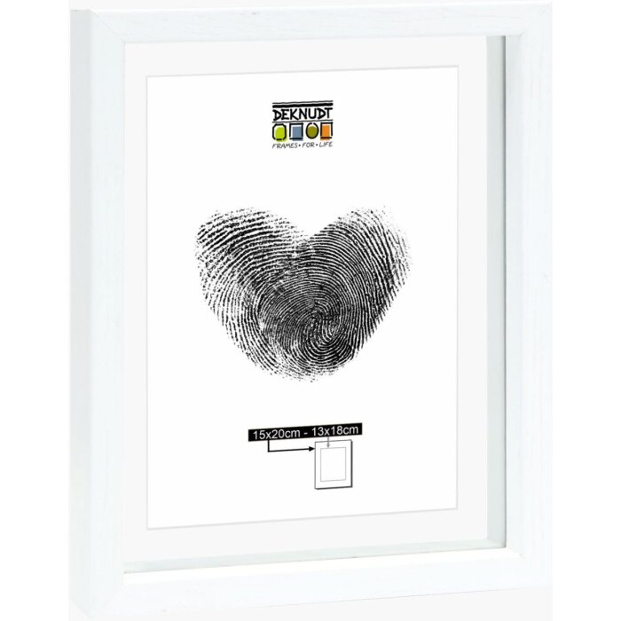 Deknudt S68SG1 Cadre photo en verre avec bordure bois blanc effet flottant 15x20 cm