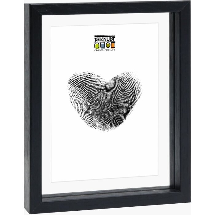Deknudt Cadre en verre avec bord en bois noir, effet flottant 20x30 cm