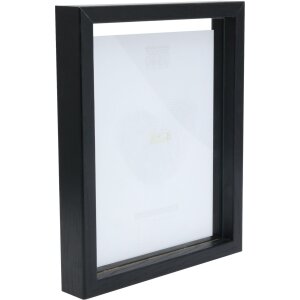 Deknudt Cadre en verre avec bord en bois noir, effet flottant 20x30 cm