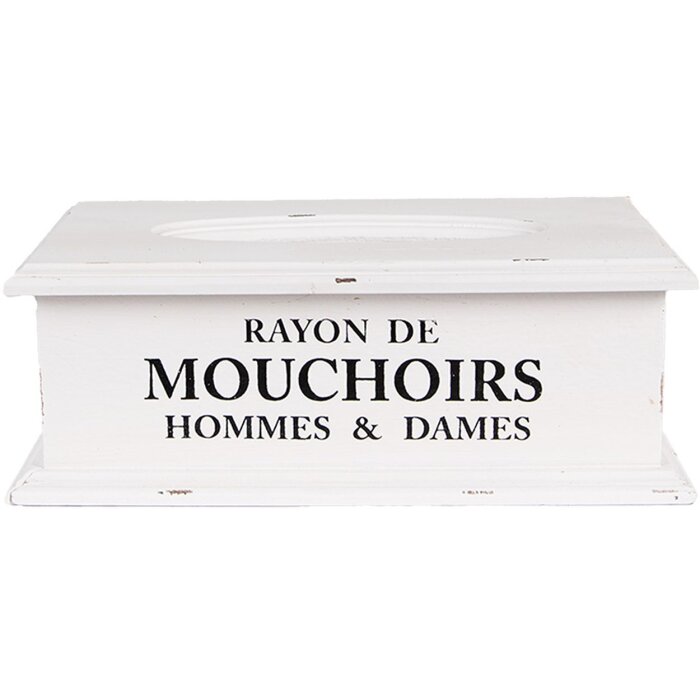 Boîte à mouchoirs Clayre & Eef 6H2396 Blanc Bois 28x16x10 cm Style Vintage