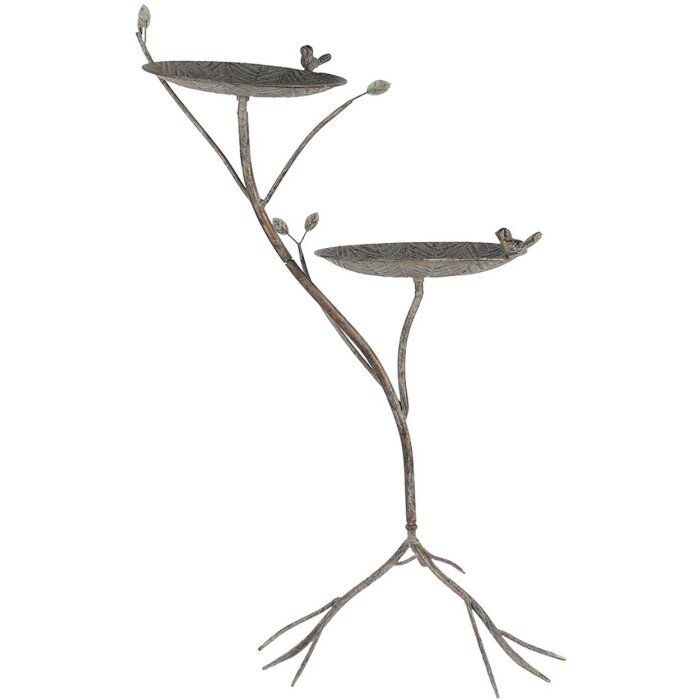 Clayre & Eef 6Y5656 Abreuvoir Oiseaux Métal Antique Vert-Marron 38x43x78cm