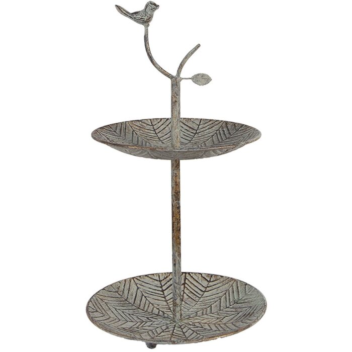 Clayre & Eef 6Y5658 Étagère en métal vert/marron Ø 26 x 48 cm 2 étages style antique