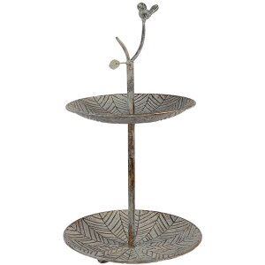 Clayre & Eef 6Y5658 Étagère en métal vert/marron Ø 26 x 48 cm 2 étages style antique