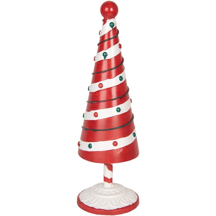 Clayre & Eef 6Y5734 Décoration Sapin de Noël rouge blanc Ø 12x36 cm Fer