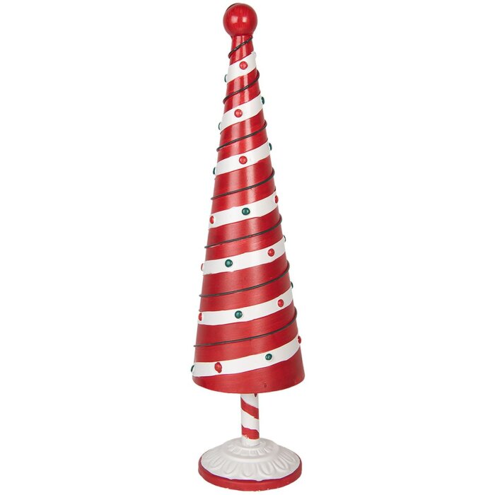 Clayre & Eef 6Y5735 Arbre de Noël en métal Rouge Blanc Diam. 13x49 cm Style rustique