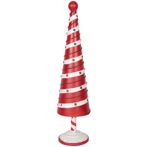 Clayre & Eef 6Y5735 Arbre de Noël en métal Rouge Blanc Diam. 13x49 cm Style rustique