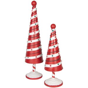 Clayre & Eef 6Y5735 Arbre de Noël en métal Rouge Blanc Diam. 13x49 cm Style rustique