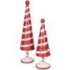 Clayre & Eef 6Y5735 Arbre de Noël en métal Rouge Blanc Diam. 13x49 cm Style rustique