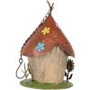 Clayre & Eef 6Y5737 Maison de Oiseaux Métal Beige Toit Rouge Ø 17x27/54 cm